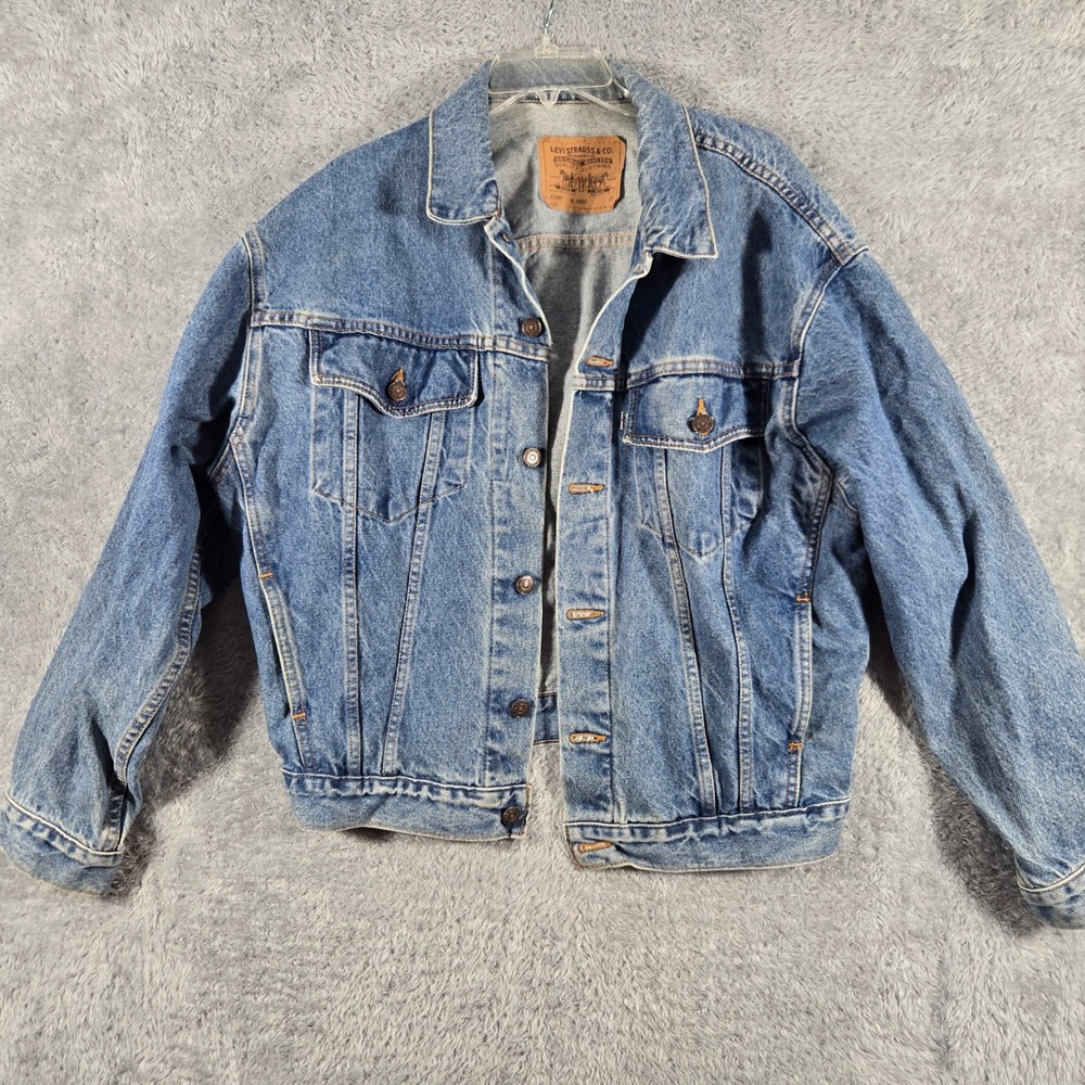 Vintage Levis 57598 Denim Trucker Jacket Made in USA Blue Cotton Womens XL